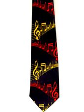 Red and Gold Music Staff Black Tie